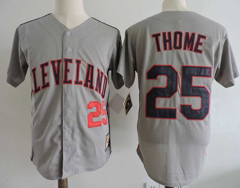 Cleveland Indians #25 Jim Thome Gray Cooperstown Collection Jersey Dzhi